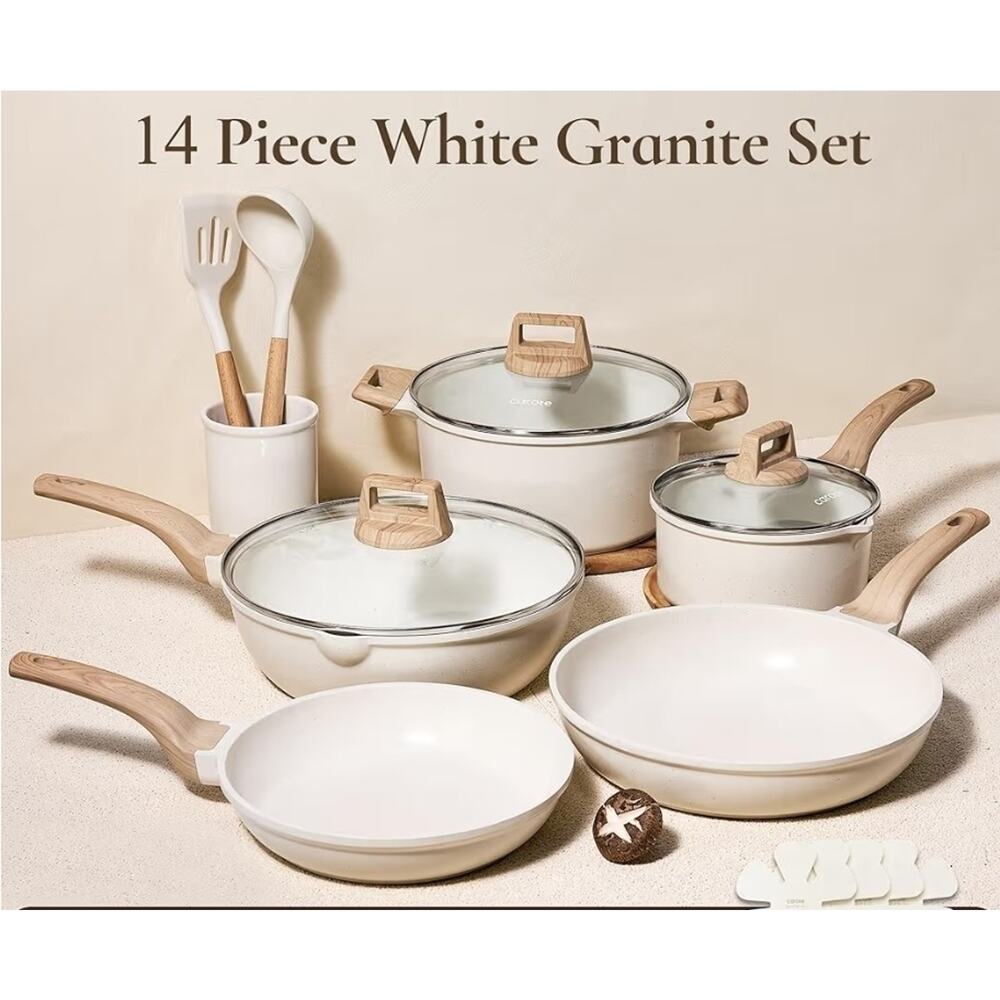 CAROTE 14 Pcs Pots and Pans Set Nonstick Cookware, Utensil and Pan Protectors - Picture 2 of 7